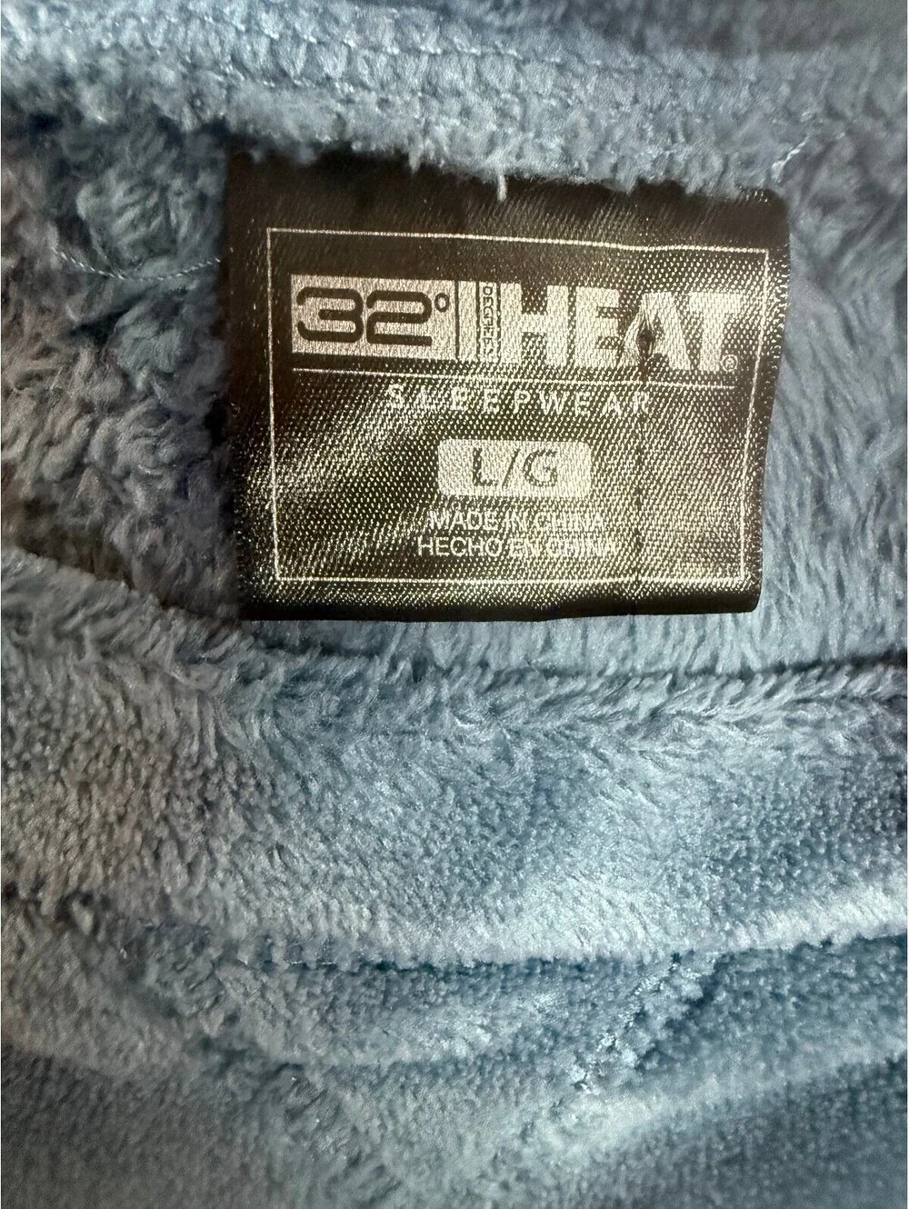 32 Degrees Heat Sleepwear Cozy Blue Fleece Pullover Sweatshirt Large